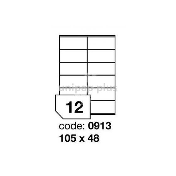 samolepící etiketa A4 R0100 bílá 105 x 48 mm 12 etiket 100 ks