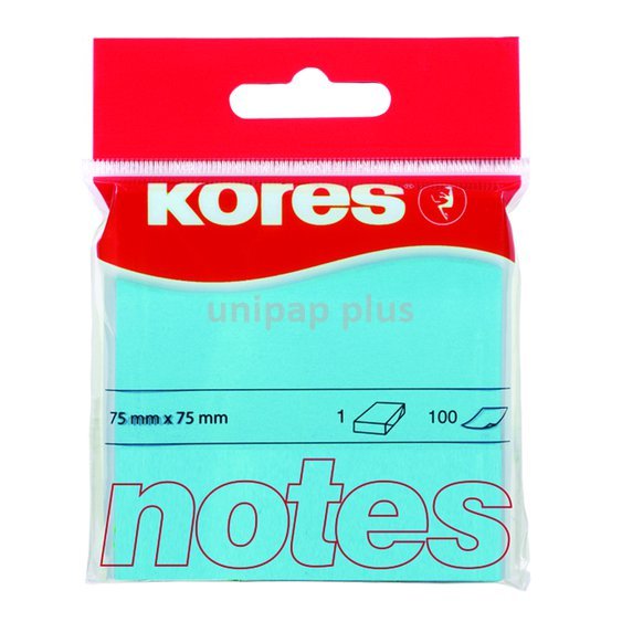 bloček samolepící Kores 75 x 75 mm neon 100 listů modrý
