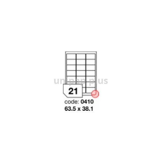 samolepící etiketa A4 R0100 bílá 63,5 x 38,1 mm 21 etiket oblé rohy