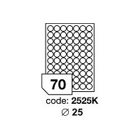 samolepící etiketa A4 R0100 bílá kolečka 25 mm 70 etiket