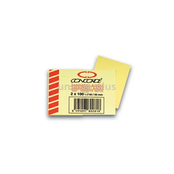 bloček samolepící Concorde 40 x 50 mm žlutý 2 x 100 listů