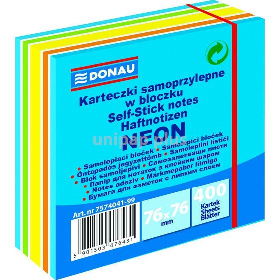 bloček samolepící Donau 76 x 76 mm 400 lístů mix Neon modrý