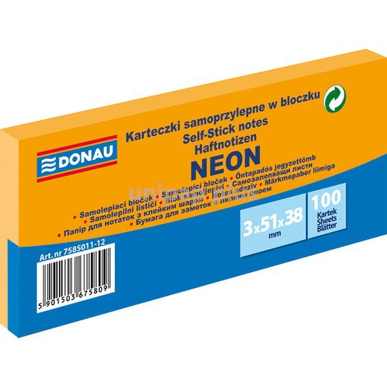 bloček samolepící Donau 51 x 38 mm 3 x 100 listů neonový oranžový