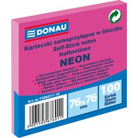 bloček samolepící Donau Neon 76 x 76 mm 100 listů růžový