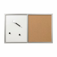 tabule magnetická stíratelná/korková dřevěný rám stříbrný 60 x 40 cm