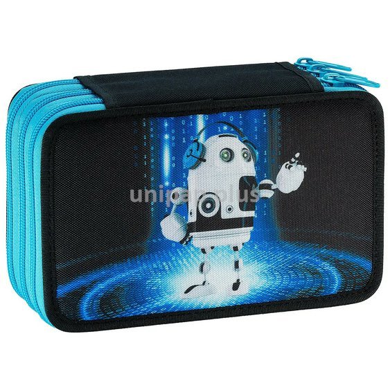 školní penál 3patrový prázdný  Funny Robots